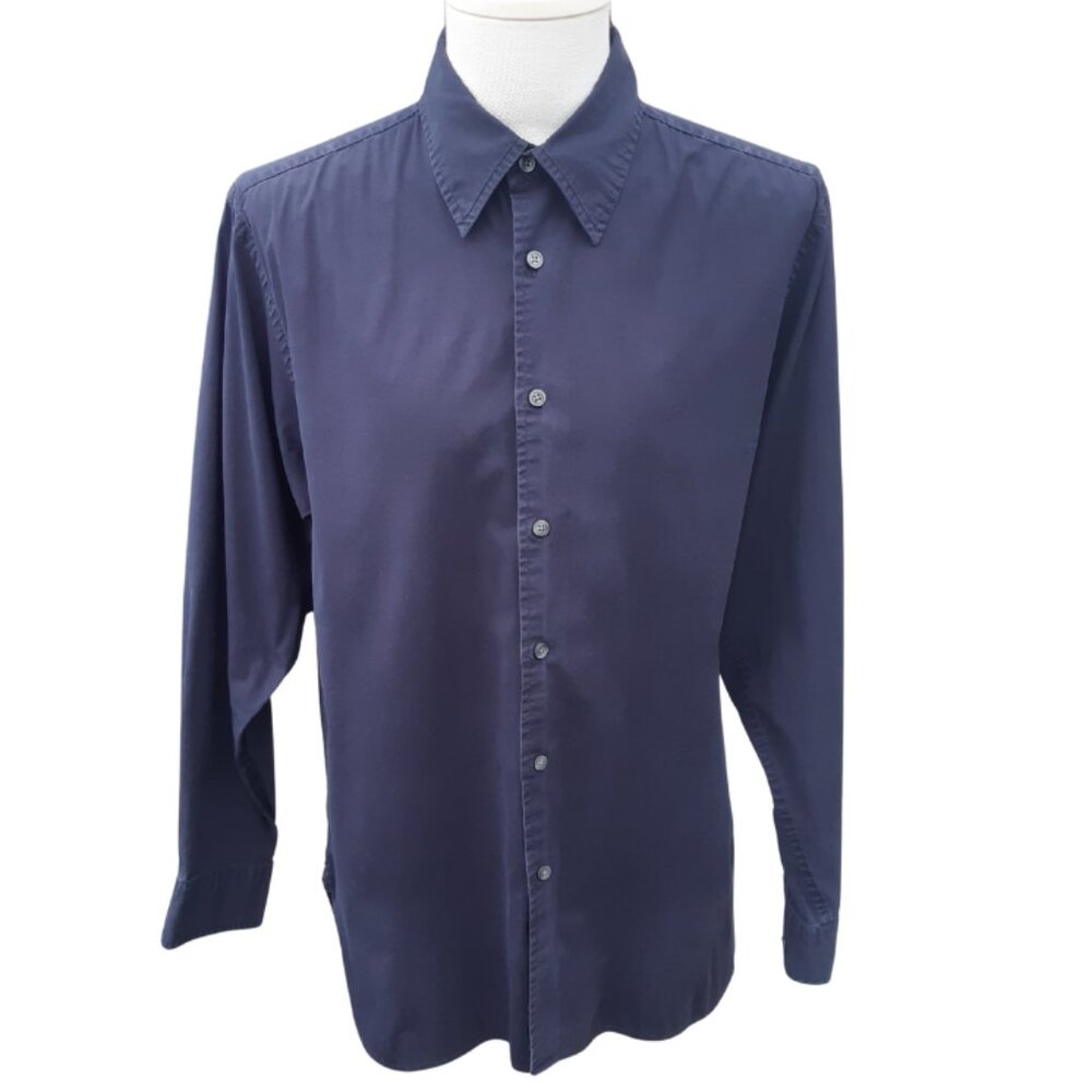 GAP Stretch SZ L Navy Blue Cotton Men's Button Up Shirt ⚡️BUY 3 for $55⚡️